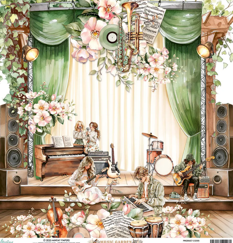 Papier do scrapbookingu 30,5 x 30,5 cm - Mintay - Music Garden 02