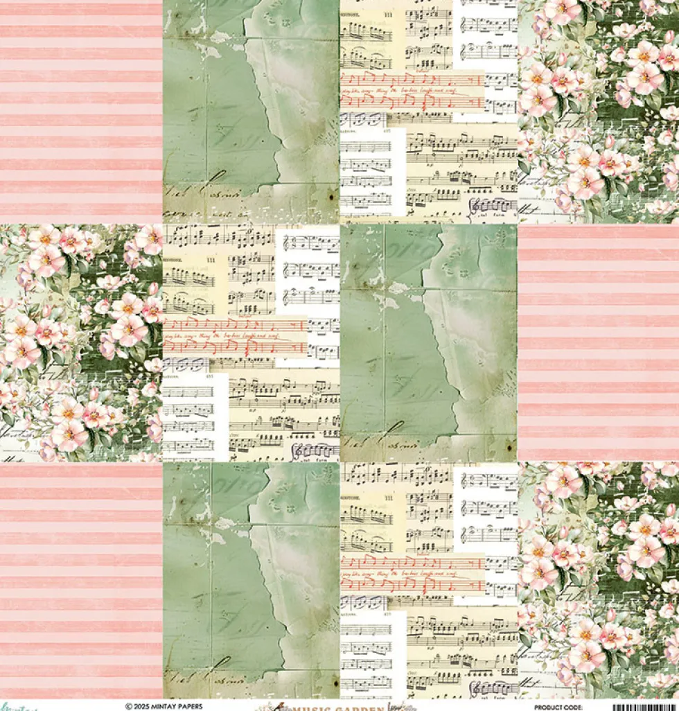 Papier do scrapbookingu 30,5 x 30,5 cm - Mintay - Music Garden 06