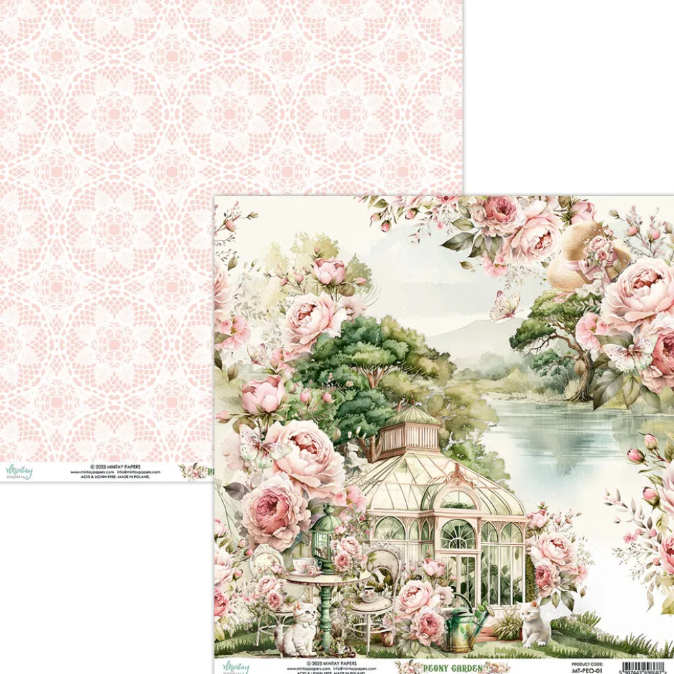 Papier do scrapbookingu 30,5 x 30,5 cm - Mintay - Peony Garden 01