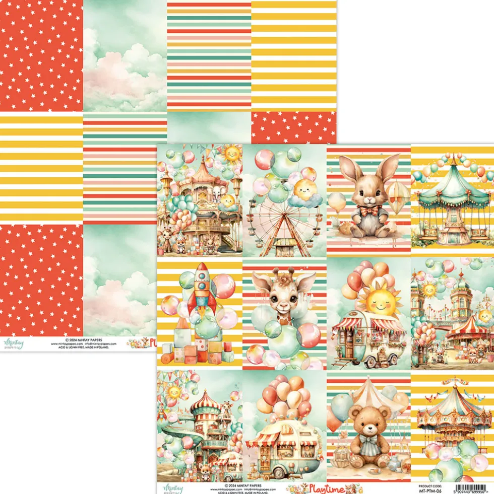 Papier do scrapbookingu 30,5 x 30,5 cm - Mintay - Playtime 05