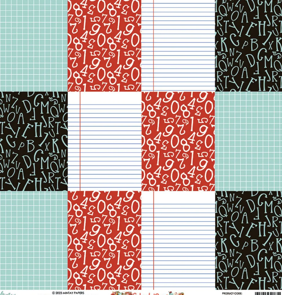 Papier do scrapbookingu 30,5 x 30,5 cm - Mintay - School Days 06