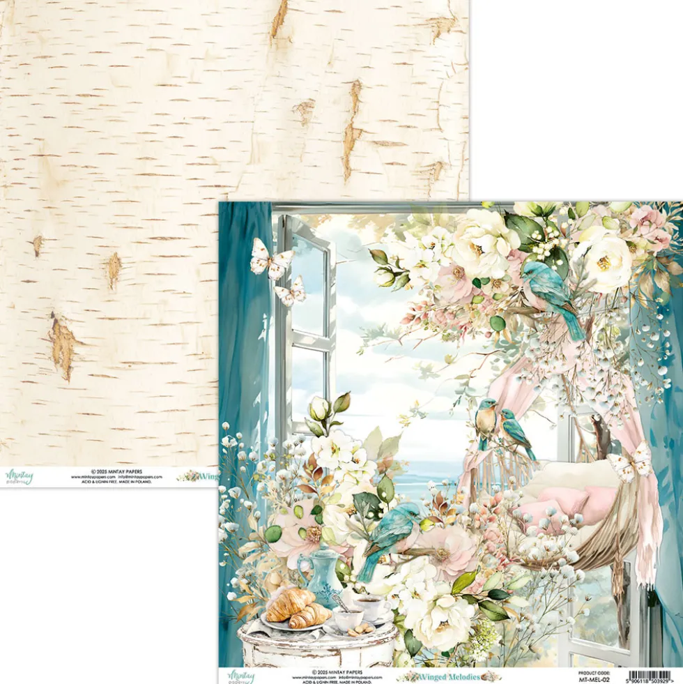Papier do scrapbookingu 30,5 x 30,5 cm - Mintay - Winged Melodies 02