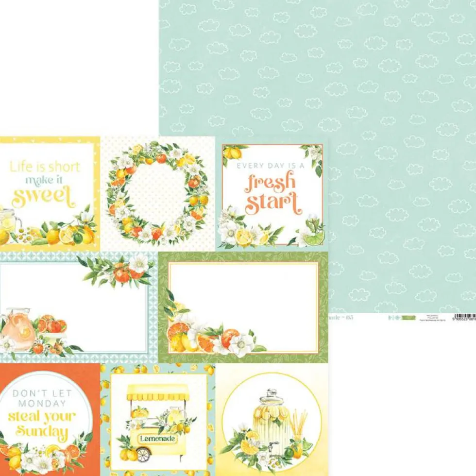 Papier do scrapbookingu 30,5 x 30,5 cm - Piątek Trzynastego - Fresh Lemonade 01