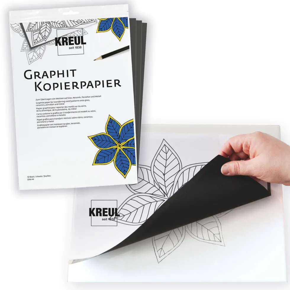 Papier kopiujący na szkło porcelanę metal A4 - Kreul - grafitowy 10 ark.