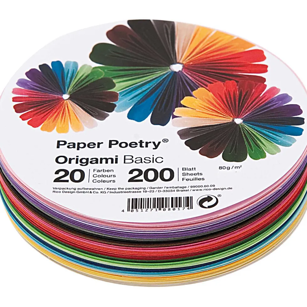 Papier origami Basic - Paper Poetry - okrągły, 15 cm, 200 ark.