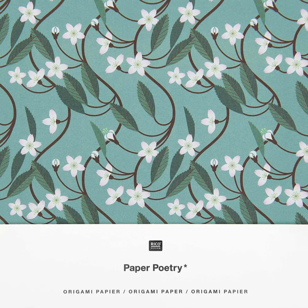 Papier origami, Just Bees + Fruits + Flowers - Paper Poetry - 15 x 15 cm, 50 ark.