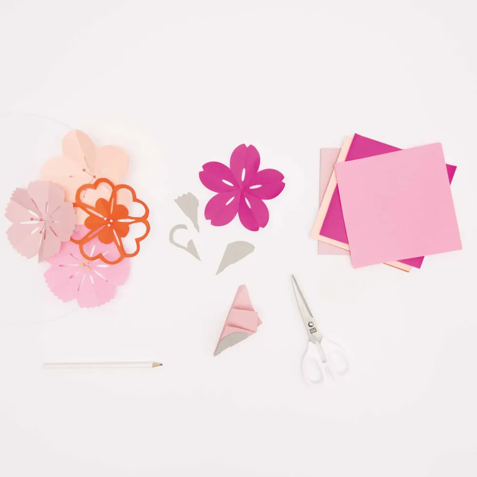 Papier origami Sakura Flowers z szablonami - Paper Poetry - 80 g, 50 ark.