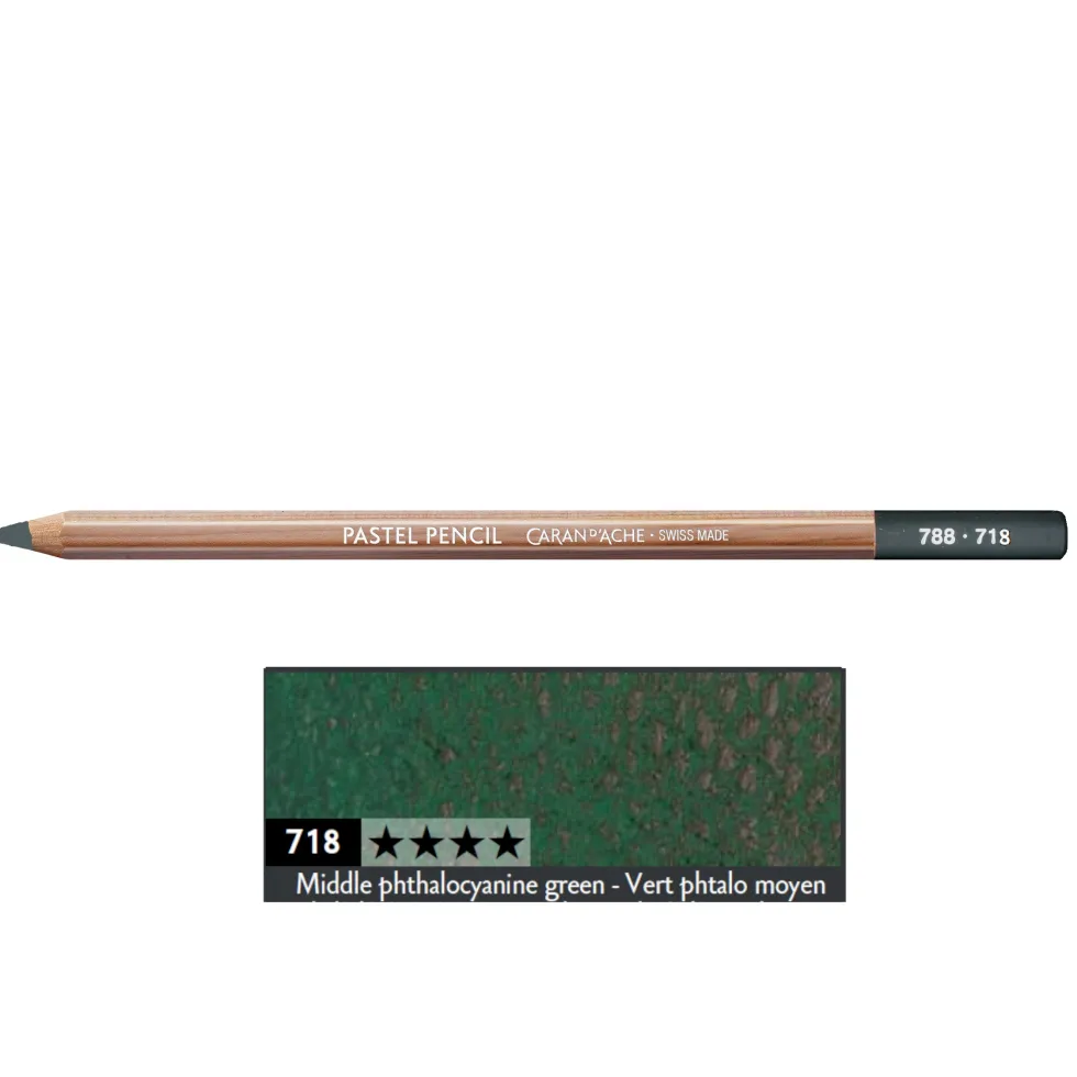Pastela sucha w kredce Pastel Pencil - Caran d'Ache - 718, Middle Phthalo Green