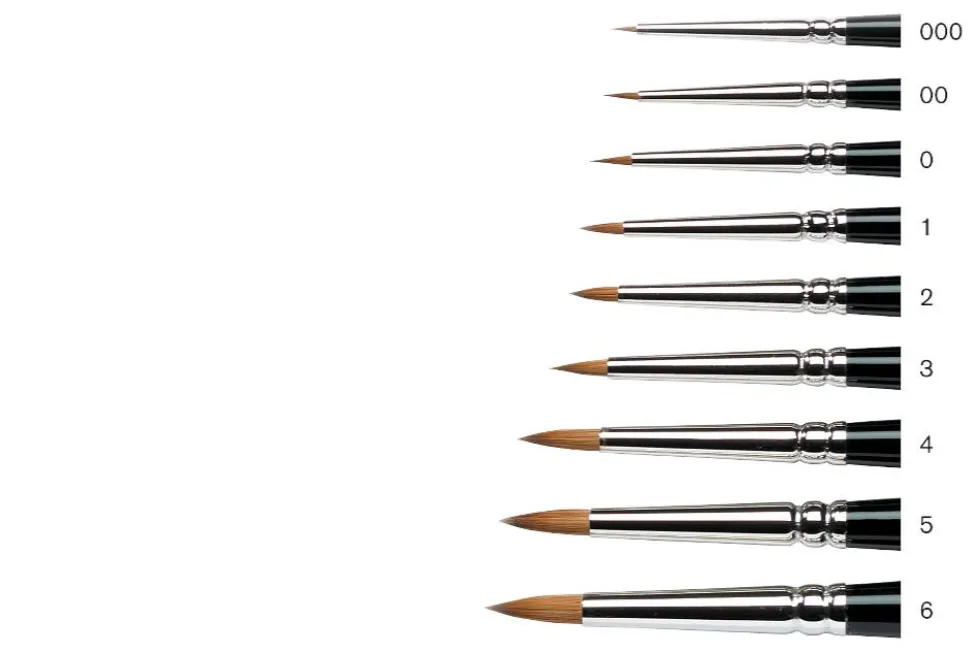 Pędzel do akwareli Kolinsky Sable Miniature, seria 7 - Winsor & Newton - krótka rączka, nr 6