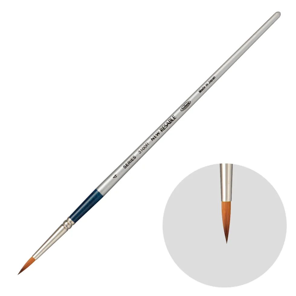 Pędzel okrągły, mieszany, Watercolor Resable, seria 3100R - Holbein - nr 4