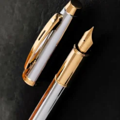 Pióro wieczne 100 - Sheaffer - Chrome Gold Trim F