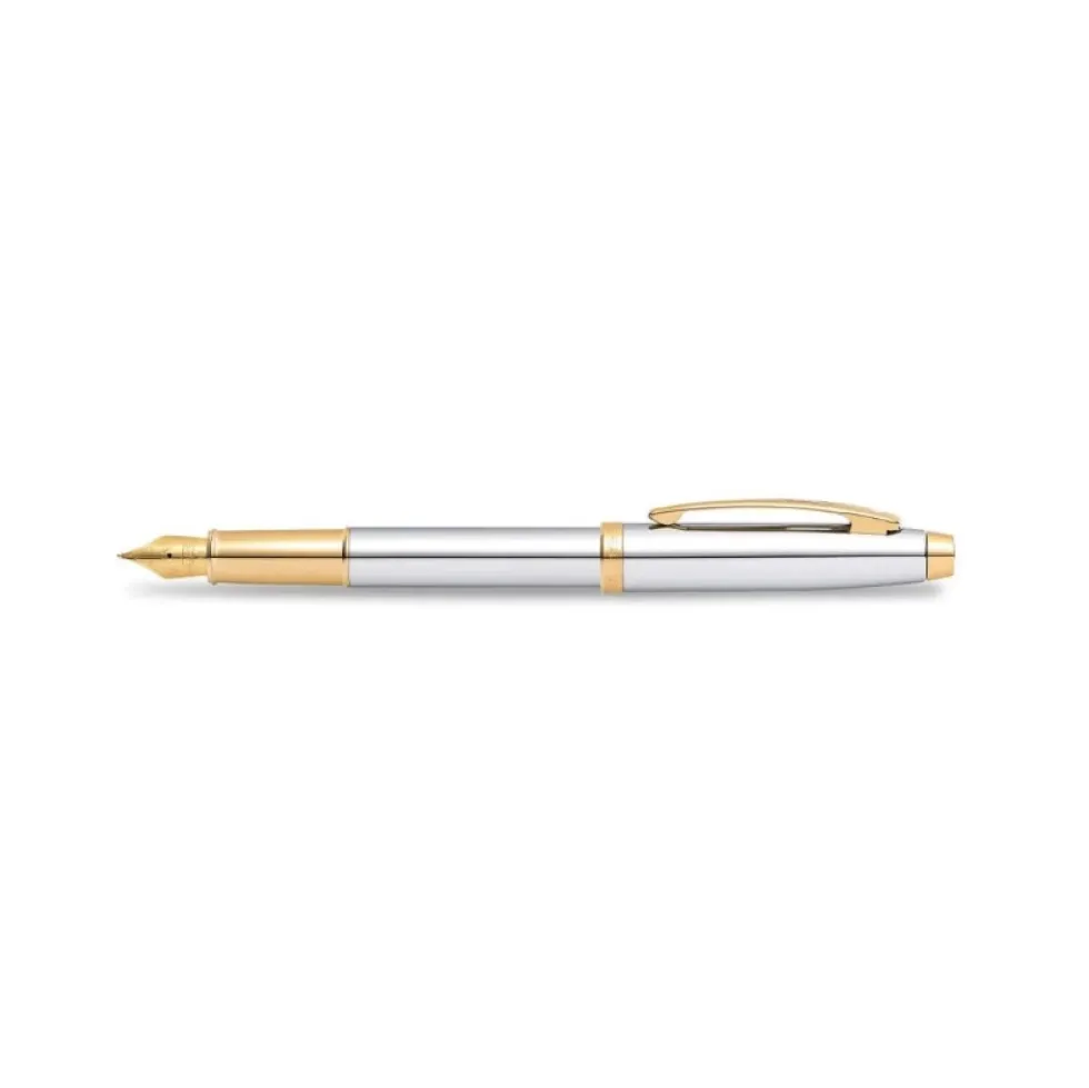 Pióro wieczne 100 - Sheaffer - Chrome Gold Trim F