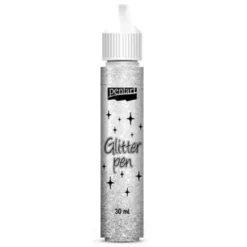 Pisak brokatowy Glitter Pen - Pentart - srebrny, 30 ml
