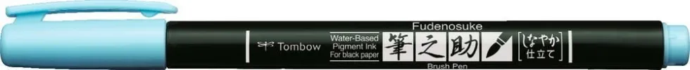 Pisak do kaligrafii Fudenosuke Brush Pen, Pastel - Tombow - Light Blue
