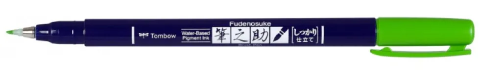 Pisak do kaligrafii Fudenosuke Brush Pen - Tombow - twardy, zielony
