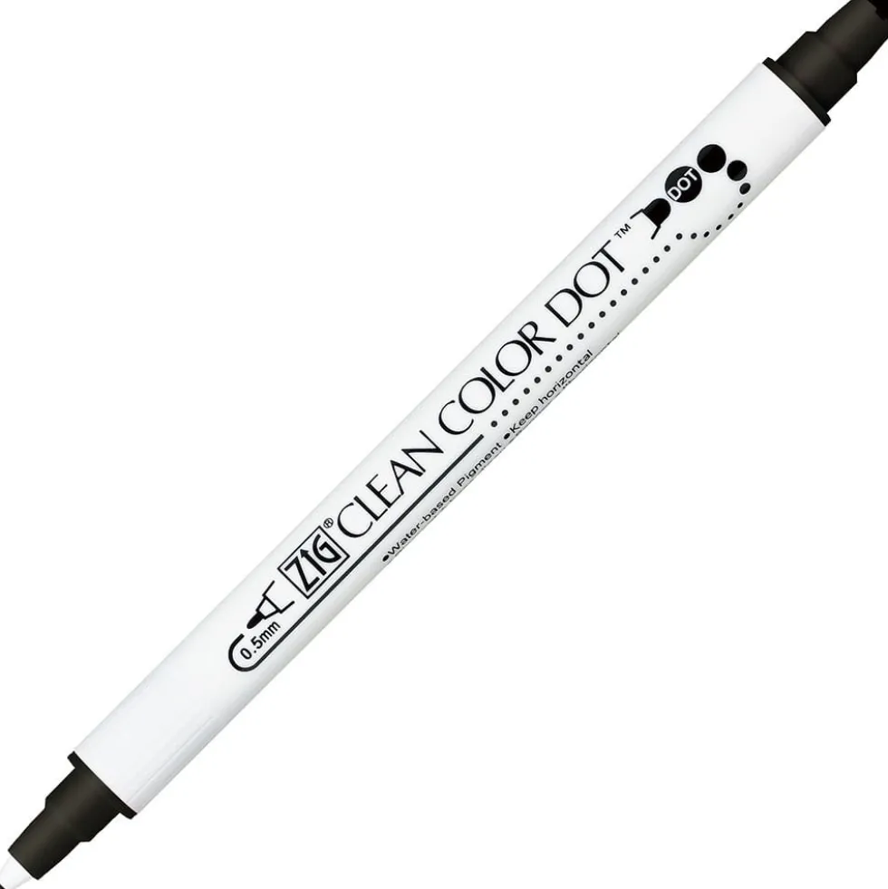 Pisak dwustronny Zig Clean Color Dot - Kuretake - Black