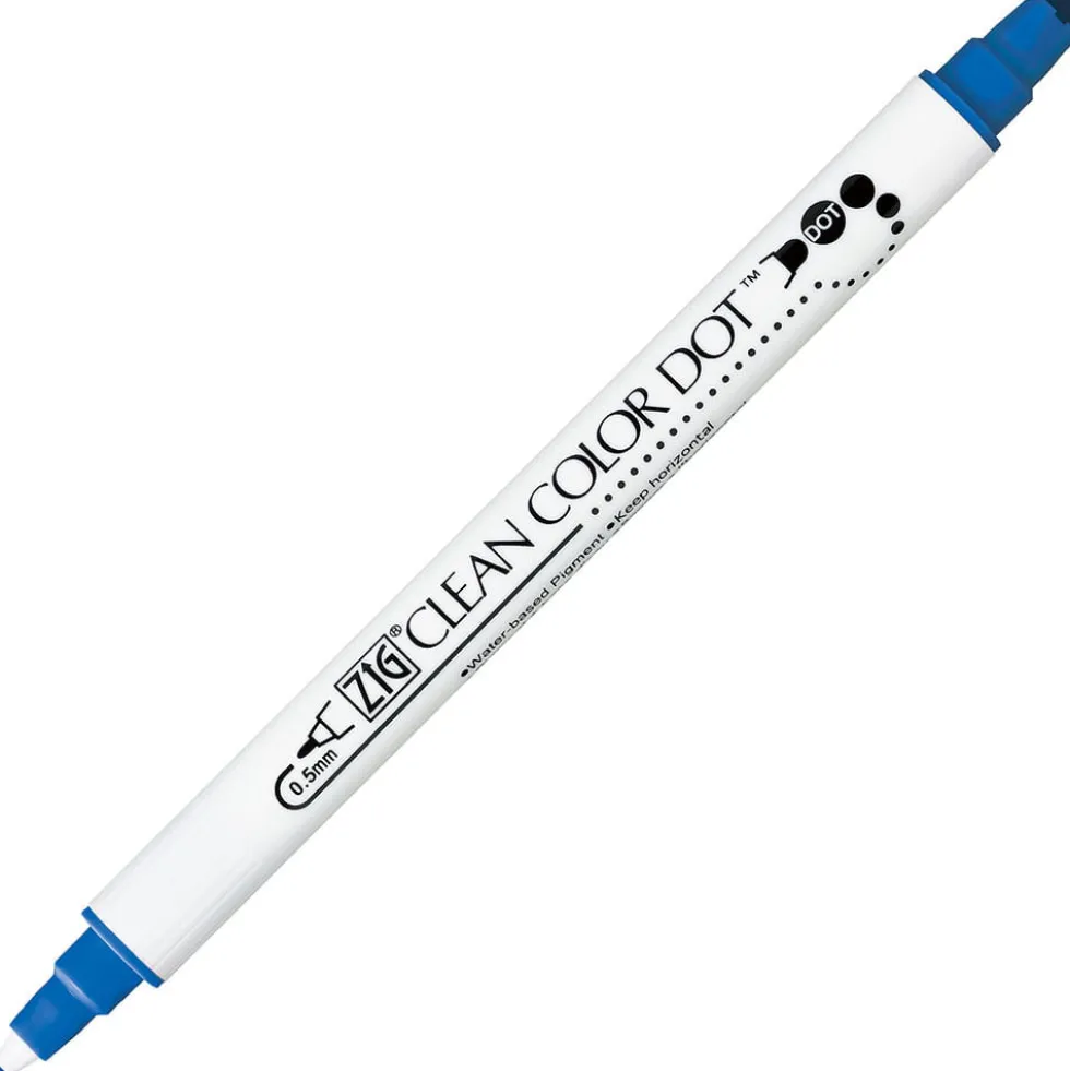 Pisak dwustronny Zig Clean Color Dot - Kuretake - Blue