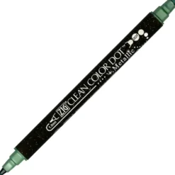 Pisak dwustronny Zig Clean Color Dot Metallic - Kuretake - Green