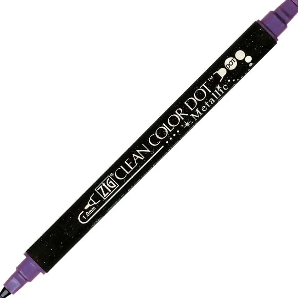 Pisak dwustronny Zig Clean Color Dot Metallic - Kuretake - Violet