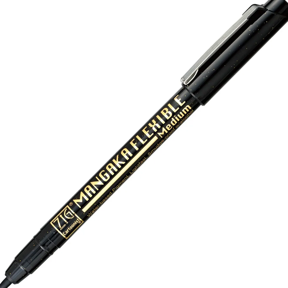 Pisak ZIG Cartoonist Mangaka Flexible - Kuretake - czarny, M