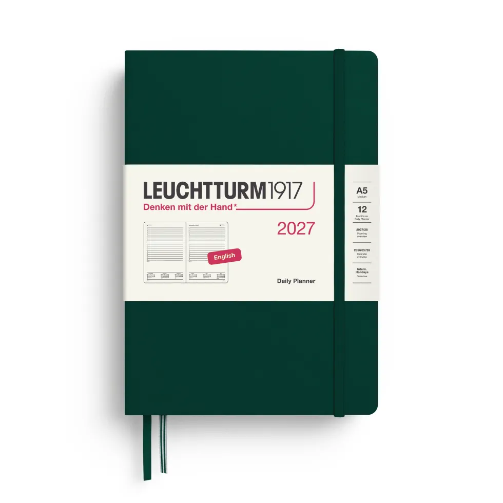 Planer dzienny w linie 2027 - Leuchtturm1917 - Forest Green A5