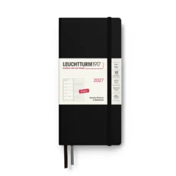 Planer tygodniowy z notatnikiem w kropki 2027 - Leuchtturm1917 - Black 9 x 19 cm