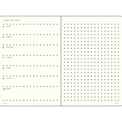 Planer tygodniowy z notatnikiem w kropki 2027 – Leuchtturm1917 – Cherry A5