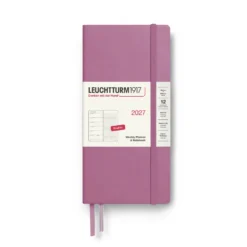 Planer tygodniowy z notatnikiem w kropki 2027 - Leuchtturm1917 - Dusty Rose 9 x 19 cm