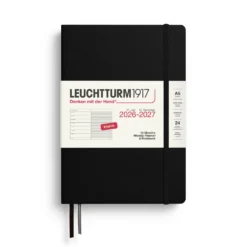Planer tygodniowy z notatnikiem w linie 2026/2027 A5 - Leuchtturm1917 - Black