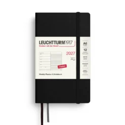 Planer tygodniowy z notatnikiem w linie 2027 - Leuchtturm1917 - Black A6
