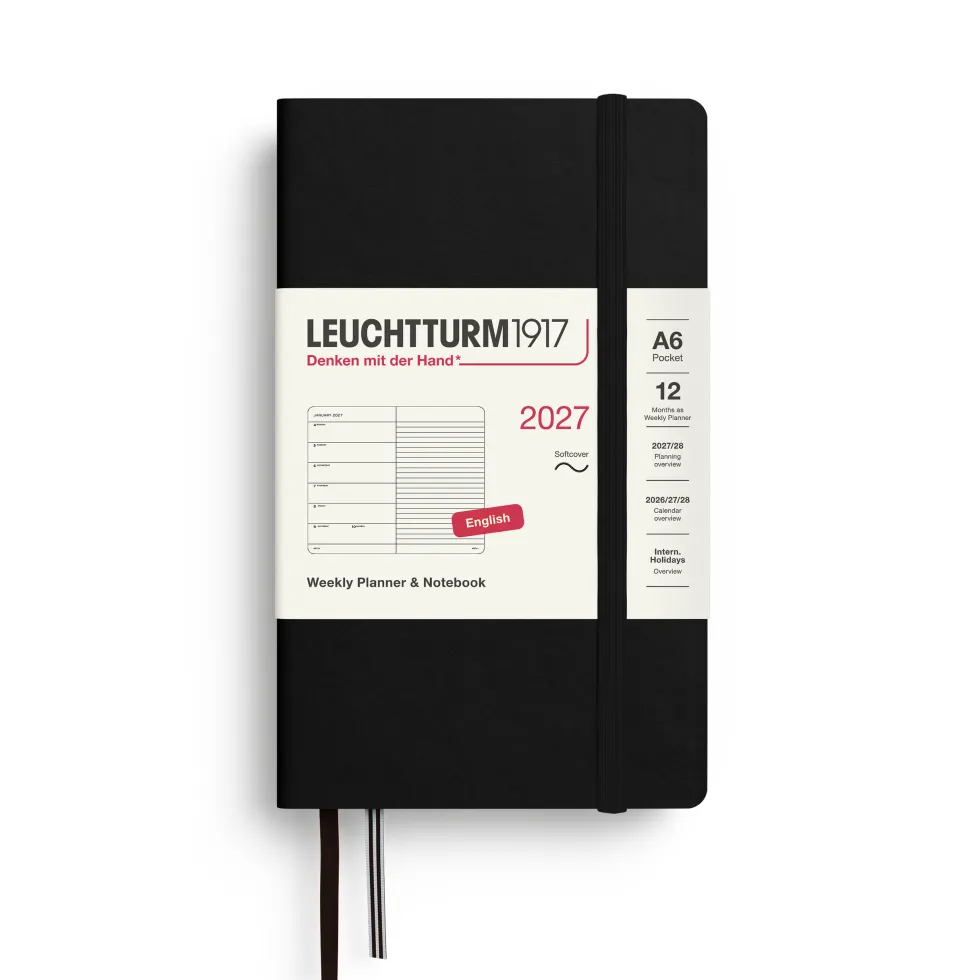 Planer tygodniowy z notatnikiem w linie 2027 - Leuchtturm1917 - Black A6