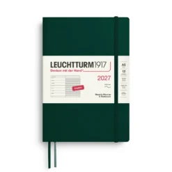 Planer tygodniowy z notatnikiem w linie 2027 - Leuchtturm1917 - Forest Green A5