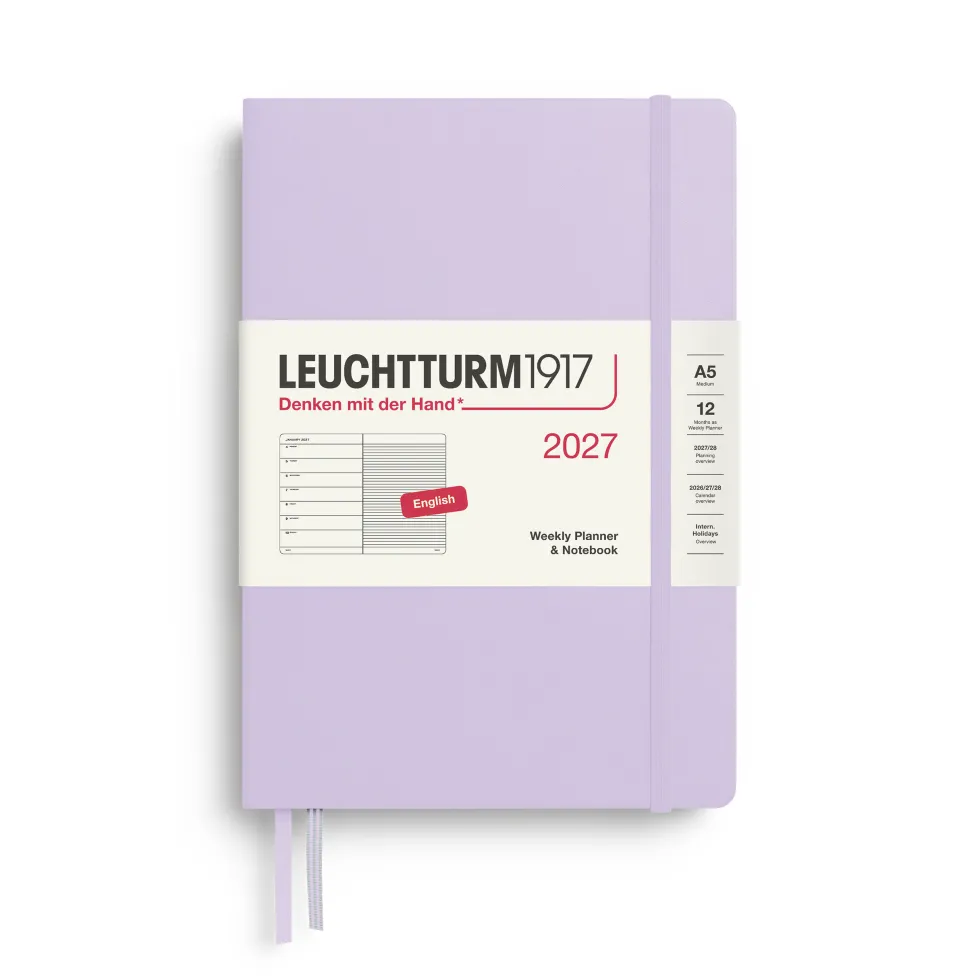 Planer tygodniowy z notatnikiem w linie 2027 - Leuchtturm1917 - Lilac A5