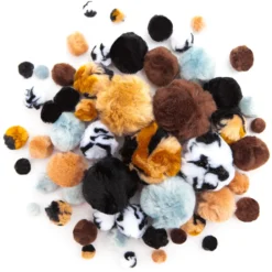 Pompony akrylowe - DpCraft - Animal Prints, 56 szt.