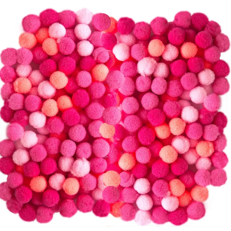 Pompony poliestrowe - DpCraft - różowe, 1 cm, 120 szt.