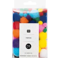 Pompony Rainbow - Rico Design - tęczowe, 100 szt.