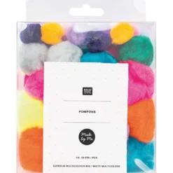 Pompony Super Multicolour - Rico Design - kolorowe, 50 szt.