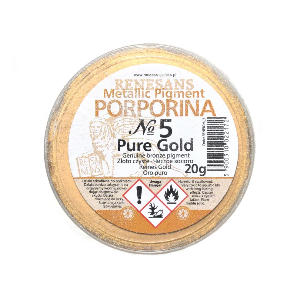 Porporina, pigment metaliczny - Renesans - złoto czyste, 20 g