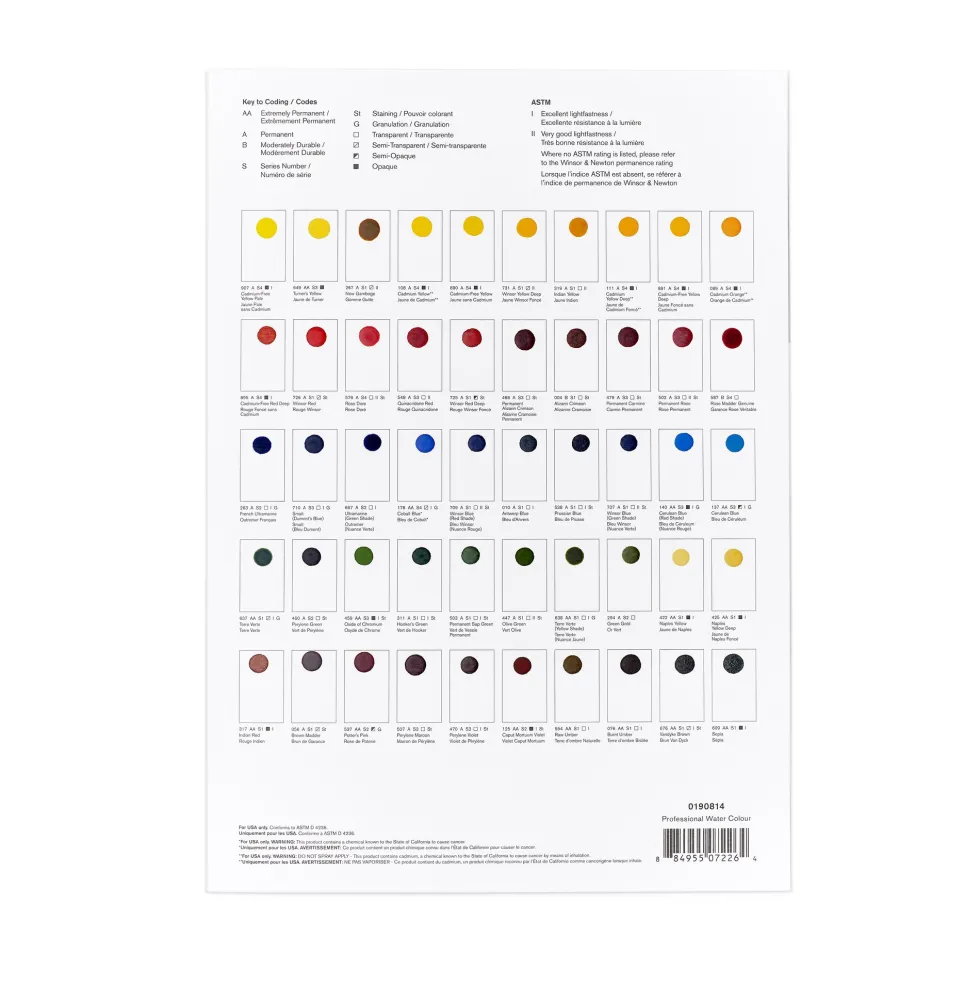 Próbnik farb Dot Card Professional Watercolour - Winsor & Newton - 109 kolorów