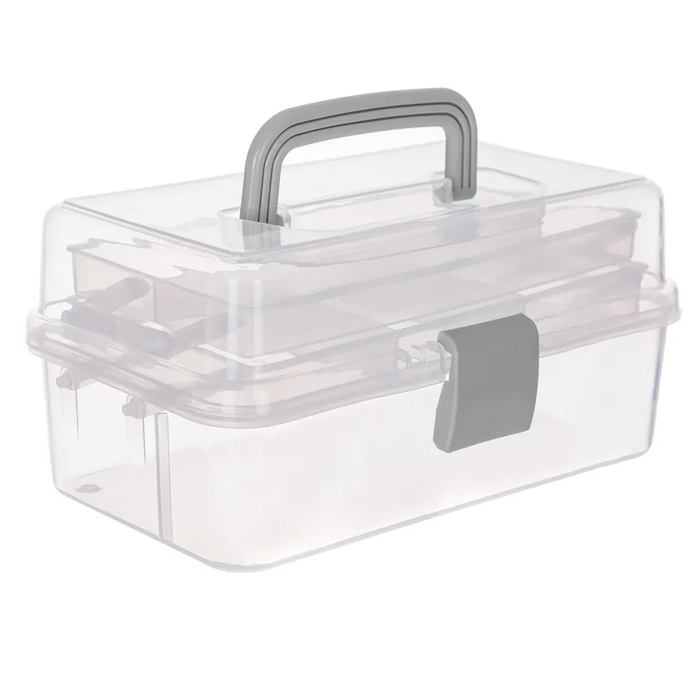 Rozkładany organizer, kuferek - Simply Crafting - szary, 27 x 17,5 x 14 cm