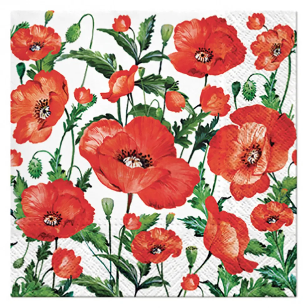 Serwetki ozdobne - Paw - Flanders Poppy, 20 szt.