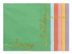 Serwetki papierowe Happy Birthday - kolorowe, 16,5 x 16,5 cm, 12 szt.