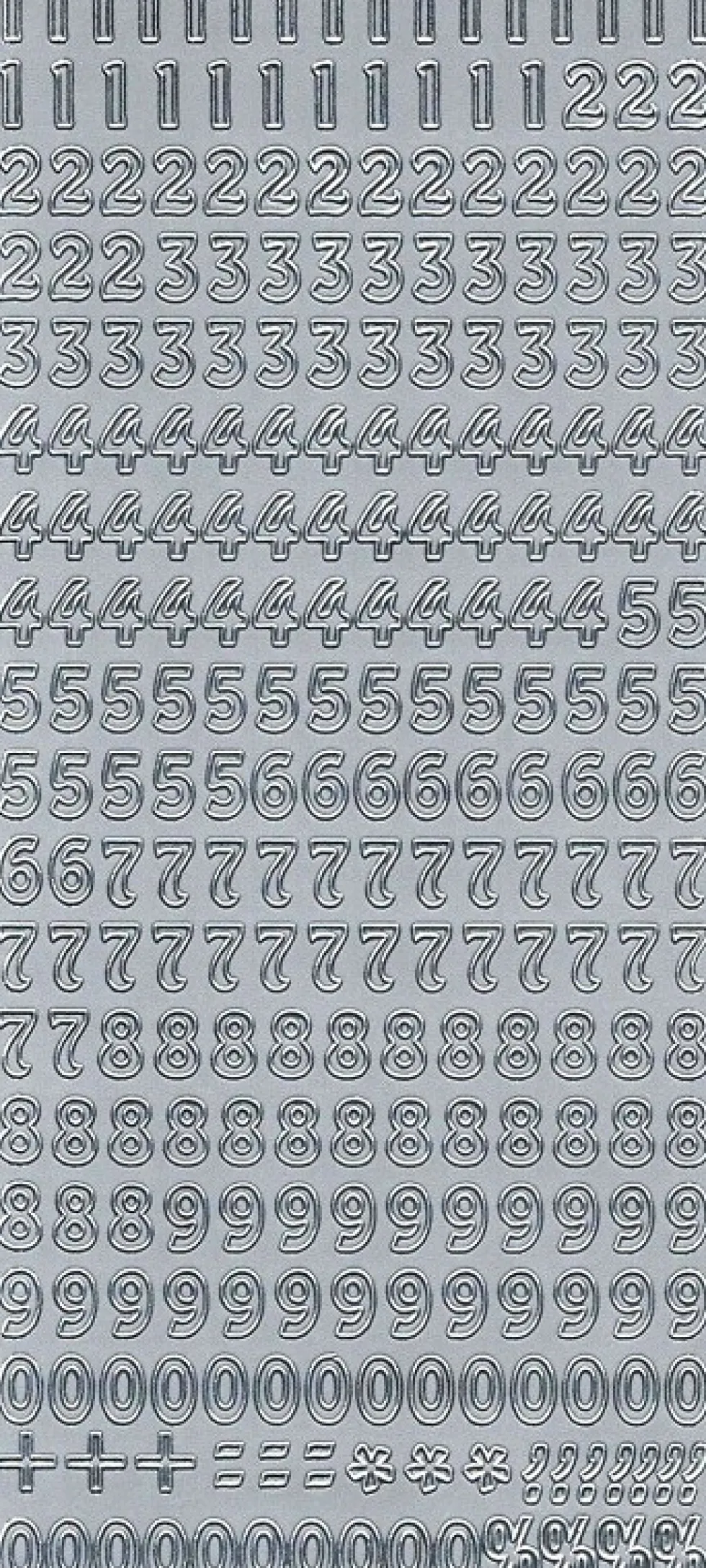 Stickersy, naklejki ażurowe - Cyfry, srebrne