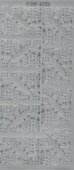 Stickersy, naklejki ażurowe - Narożniki stokrotki, srebrne