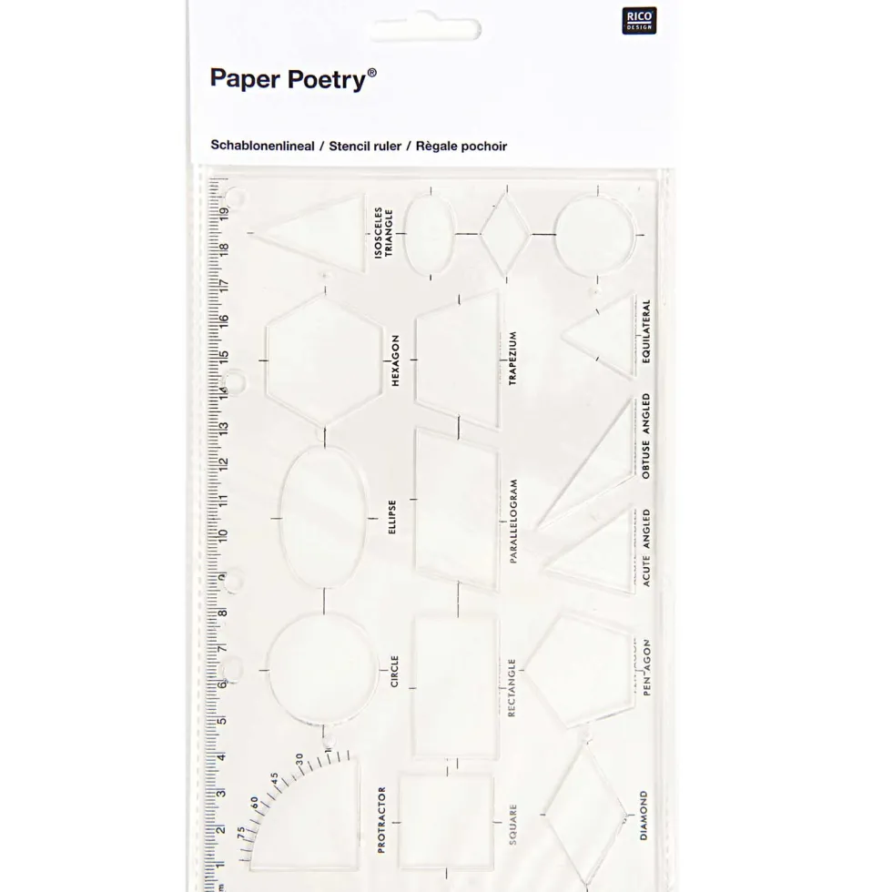 Szablon do rysowania - Paper Poetry - geometria, 12,5 x 20 cm
