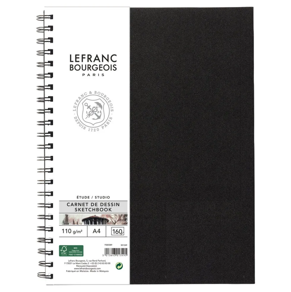 Szkicownik Studio na spirali - Lefranc & Bourgeois - A4, 110 g, 160 stron