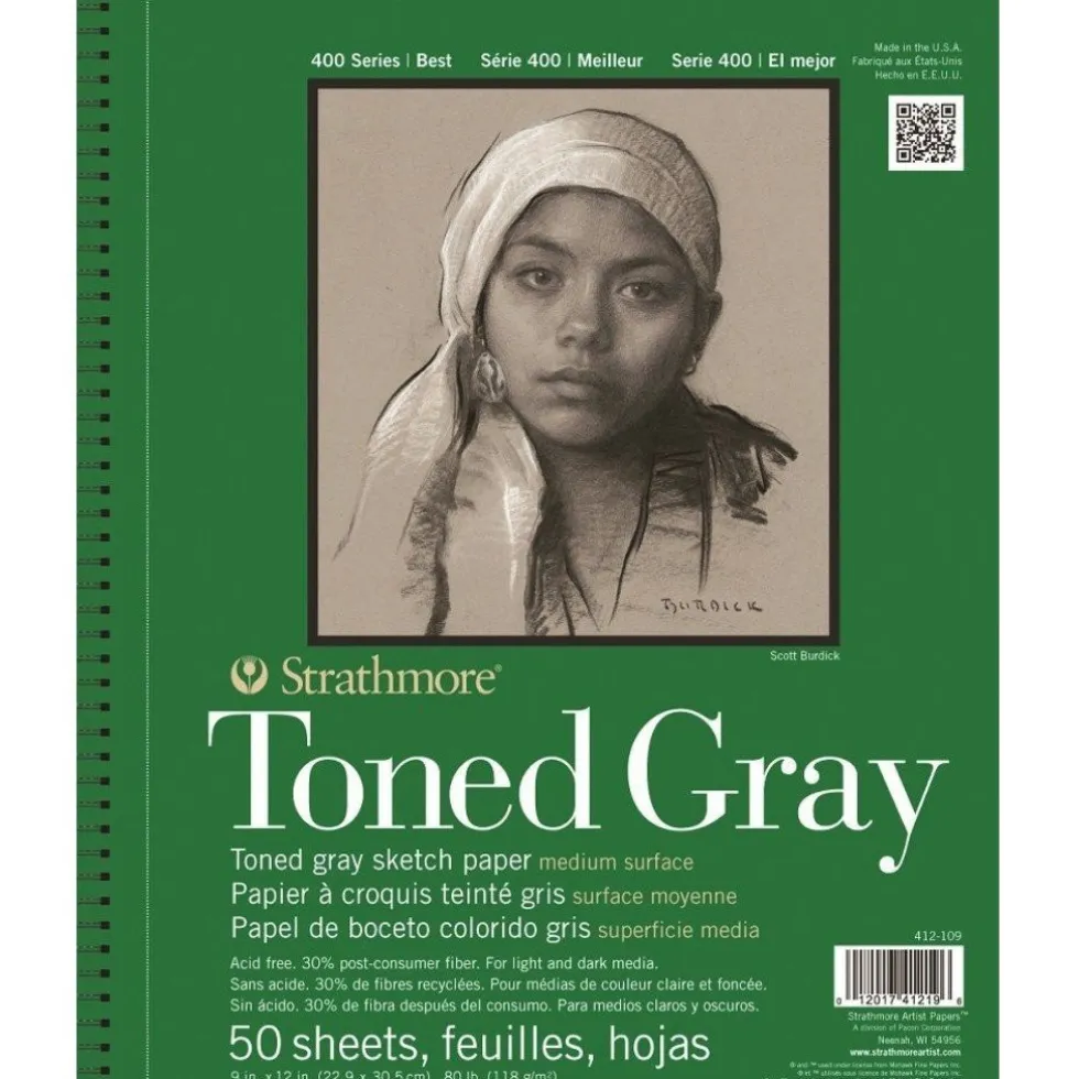 Szkicownik Toned Gray 23 x 31 cm - Strathmore - 118 g, 50 arkuszy
