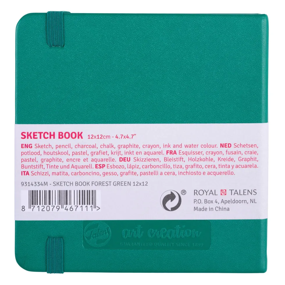 Szkicownik 12 x 12 cm - Talens Art Creation - Forest Green, 140 g, 80 ark.