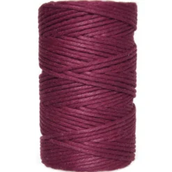 Sznurek bawełniany do makramy - bordowy, 2 mm, 100 g, 60 m