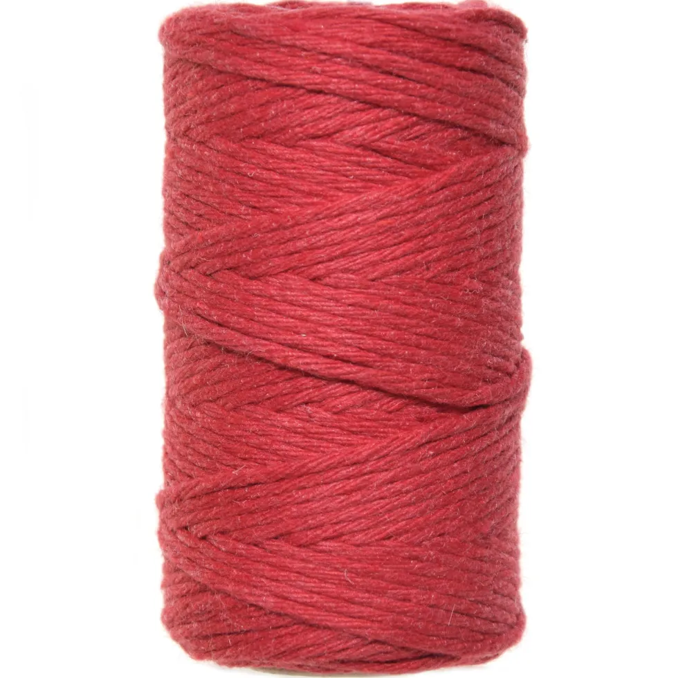 Sznurek bawełniany do makramy - czerwony, 2 mm, 60 m